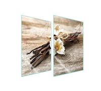 TMK ArtDeko Plaque de protection universelle pour plaque de cuisson 2 x 35 x 52 cm 2 pieces Protection contre les éclaboussures Planche a découper en verre trempé Décoration, Vanille