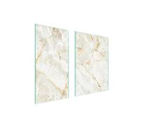 TMK ArtDeko Plaque de protection universelle pour plaque de cuisson 75 x 52 cm 2 pieces Protection contre les éclaboussures Planche a découper en verre trempé Décoration, Marbre