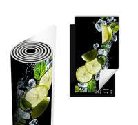 TMK ArtDeko Protege Couvre Plaque De Cuisson Deco Cuisine Tapis Protection Protecteur Induction, Tapis de protection en vinyle pour cuisinière à induction 30x52 cm, Noir Vert