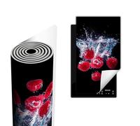 TMK ArtDeko Protege Couvre Plaque De Cuisson Deco Cuisine Tapis Protection Protecteur Induction, Tapis de protection en vinyle pour cuisinière à induction 30x52 cm, Noir Framboises