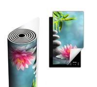 TMK ArtDeko Protege Couvre Plaque De Cuisson Deco Cuisine Tapis Protection Protecteur Induction, Tapis de protection en vinyle pour cuisinière à induction 30x52 cm, Fleur Vert