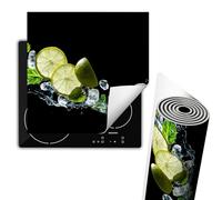 TMK ArtDeko Protege Couvre Plaque De Cuisson Deco Cuisine Tapis Protection Protecteur Induction, Tapis de protection en vinyle pour cuisinière à induction 60x52 cm, Noir Vert