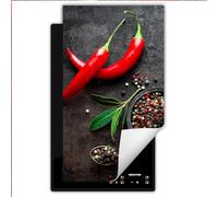 TMK ArtDeko Protege Couvre Plaque De Cuisson Deco Cuisine Tapis Protection Protecteur Induction, Tapis de protection en vinyle pour cuisinière à induction 30x52 cm, Épices Chilli
