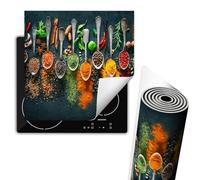 TMK ArtDeko Protege Couvre Plaque De Cuisson Deco Cuisine Tapis Protection Protecteur Induction, Tapis de protection en vinyle pour cuisinière à induction 60x52 cm, Épices Cuillère