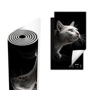 TMK ArtDeko Protege Couvre Plaque De Cuisson Deco Cuisine Tapis Protection Protecteur Induction, Tapis de protection en vinyle pour cuisinière à induction 30x52 cm, Noir Chat