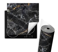 TMK ArtDeko Protege Plaque Induction 60x52 cm Deco Cuisine Accessoires Pratique Protection De Vitroceramique, Tapis de protection enroulable - Marbre Noir