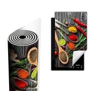 TMK ArtDeko Tapis de protection en vinyle pour cuisinière à induction 30 x 52 cm, Protège Plaque Induction Deco Cuisine Protection Pour Plan De Travail Cuisson Protégé, Bois Épices