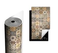 TMK ArtDeko Tapis de protection en vinyle pour cuisinière à induction 30 x 52 cm, Protège Plaque Induction Deco Cuisine Protection Pour Plan De Travail Cuisson Protégé, Mosaïque Bronze