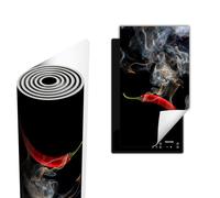 TMK ArtDeko Tapis de protection en vinyle pour cuisinière à induction 30 x 52 cm, Protège Plaque Induction Deco Cuisine Protection Pour Plan De Travail Cuisson Protégé, Noir Chilli