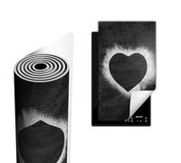 TMK ArtDeko Tapis de protection en vinyle pour cuisinière à induction 30 x 52 cm, Protège Plaque Induction Deco Cuisine Protection Pour Plan De Travail Cuisson Protégé, Cœur Ardoise