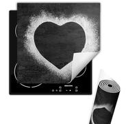 TMK ArtDeko Tapis de protection en vinyle pour cuisinière à induction 50 x 52 cm, Protège Plaque Induction Deco Cuisine Protection Pour Plan De Travail Cuisson Protégé, Cœur Ardoise