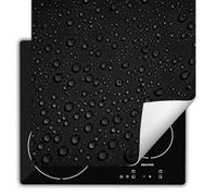 TMK ArtDeko Tapis de protection en vinyle pour cuisinière à induction 60 x 52 cm, Protège Plaque Induction Deco Cuisine Protection Pour Plan De Travail Cuisson Protégé, Noir Goutte