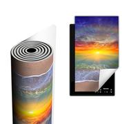 TMK ArtDeko Tapis de protection pour plaque de cuisson induction 30x52 cm, Vinyle protection plaque induction, Couvre Plaque Tapis de Cuisson à Induction, rétractable, Mer Plage