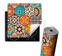 TMK ArtDeko Tapis de protection pour plaque de cuisson induction 60x52 cm, Vinyle protection plaque induction, Couvre Plaque Tapis de Cuisson à Induction, rétractable, Mosaïque Coloré
