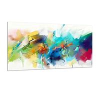 TMK Couvre-plaque en verre, 90 x 52 cm, pour plaque vitrocéramique, à induction, décorative, anti-éclaboussures, planche à découper, image multicolore