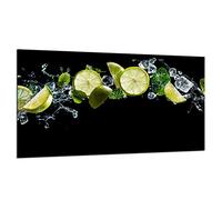 TMK Couvre-plaque en verre, 90 x 52 cm, pour plaques vitrocéramiques, à induction, protection anti-éclaboussures, planche à découper, noire, citron