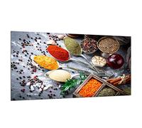 TMK - Plaque de protection en verre pour plaque de cuisson - 90 x 52 cm - Protection contre les éclaboussures - Plaque en verre - Décoration pour planche à découper - Épices