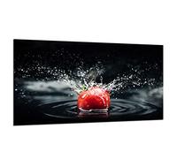 TMK - Plaque de protection en verre pour plaque de cuisson - 90 x 52 cm - Protection contre les éclaboussures - Plaque en verre - Décoration pour planche à découper - Noir tomate