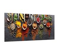 TMK - Plaque de protection en verre pour plaque de cuisson - 90 x 52 cm - Protection contre les éclaboussures - Plaque en verre - Décoration pour planche à découper - Épices