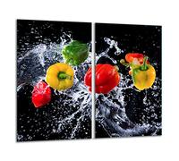 TMK Plaque de protection universelle pour plaque de cuisson 2 x 30 x 52 cm 2 pieces Pour plaques de cuisson Protection contre les éclaboussures Planche a découper en verre trempé Décoration Paprika