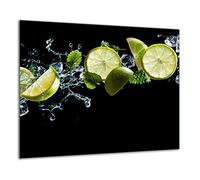 TMK Plaque de recouvrement, 60 x 52 cm, en verre, décorative, pour cuisinières électriques, à induction, anti-éclaboussures, planche à découper, vert citron, vert