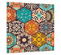 TMK Protection anti-éclaboussures en verre trempé pour crédence de cuisine - 60 x 65 cm - Verre décoratif avec ruban adhésif autocollant - Paroi arrière de verre de cuisine, mosaïque