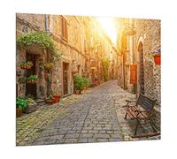 TMK Protection anti-éclaboussures en verre trempé pour crédence de cuisine - 65 x 60 cm - Verre décoratif avec ruban adhésif autocollant - Pour cuisine, ville.