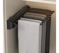 TMKDNNKG Cintre Extensible en Acier Inoxydable pour Pantalons, Porte-Pantalons Coulissant Gain de Place, cintres télescopiques réglables pour vêtements, Noir 41 cm (410 mm)