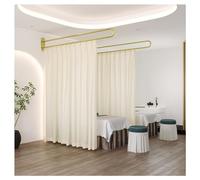 TMKDNNKG Rideau de séparation pour Salon de beauté, Rideau en U et Tringle de Support en métal avec Rideau de séparation Transparent, cloison de séparation pour Salon de beauté et Clinique (Jaune cla