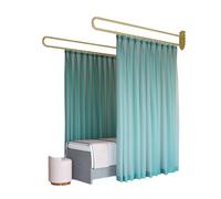 TMKDNNKG Rideau de séparation pour Salon de beauté, système de Rail de Support en U avec Rideau de séparation Transparent pour Salon de beauté, Clinique, Chambre partagée (Bleu lac, 230 cm/1 pièce)