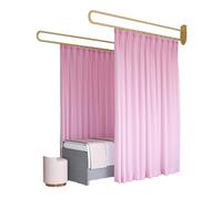 TMKDNNKG Rideau de séparation pour Salon de beauté, Tringle de Support Murale en métal en Forme de U avec Rideau Fin de 2,2 m de Haut pour Salon de beauté, Clinique, Chambre partagée (Rose, 230 cm/1
