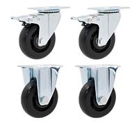 TMKDNNKG roulettes pivotantes Robustes en polypropylène, pivotantes à 360 degrés, silencieuses, Lot de 4, pour Chariots, établis, Chariots, Double roulement/Support + frein/75 mm