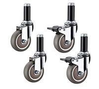 TMKDNNKG roulettes pivotantes Robustes, Lot de 4, Tige filetée M12 x 60 mm, Remplacement en Caoutchouc pour Chariot de Restaurant, Chariot/Frein + universel/63 mm/2,5 Pouces