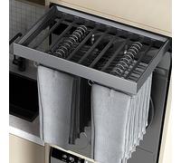 TMKDNNKG Tiroir Coulissant pour Pantalons, Extensible et Peu encombrant, idéal pour Une Armoire ou Un Dressing en Bois | Barre de Pantalon Amovible | Structure en Alliage d'aluminium, Gris