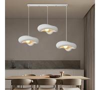 TMKOO 3 Ampoules Lustre Créatif Wabi Sabi Forme Nuage E27 Suspension Blanc Design Irrégulier Luminaire Suspendu Réglable Éclairage Îlot Décoration Intérieure Moderne(B,3 * 30CM)