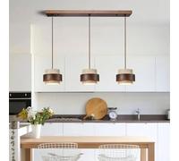 TMKOO Lustre Suspendu En Pierre Naturelle Cylindrique Travertin Style Wabi Sabi Et Nordique Avec Bois Pour Îlot De Cuisine Décoration Murale Réglable Couloir Chambre Salle À Manger Éclairage Plafond(B