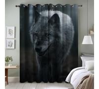 TMMDH Loup Gris Rideau Occultant Thermiques 140x240 cm, Animaux Sauvages Anti Froid Chaleur pour Salon Chambre Rideau SéParation de PièCe Lot de2 à Oeillets