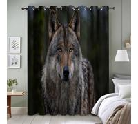 TMMDH Loup Rideau Occultant Thermiques 140x240 cm, Animaux Sauvages Anti Froid Chaleur pour Salon Chambre Rideau SéParation de PièCe Lot de2 à Oeillets
