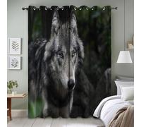 TMMDH Loup Rideau Occultant Thermiques 140x240 cm, Animaux Sauvages Anti Froid Chaleur pour Salon Chambre Rideau SéParation de PièCe Lot de2 à Oeillets