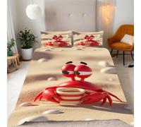 TMMDH Parure de Lit pour Enfant Housse de Couette 140x200 Crabe Motif Breathable beding pour garçons Filles Adolescents avec 2 Taie d'oreiller 65x65 cm