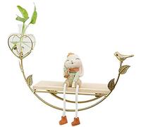 TMMLIJIPL Étagère murale flottante décorative en métal doré avec étagères en bois et vase hydroponique en verre pour salon, chambre à coucher, cuisine