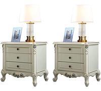TMMLIJIPL Lot de 2 tables de chevet, tables de chevet en bois d'hévéa, table de nuit pour chambre à coucher avec 3 tiroirs, armoire de rangement, sculpture 3D, 61 x 45 x 60 cm (couleur : bleu Tiffany)