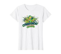 TMNT Cowabunga ! Leo Raph Donnie et Mikey T-Shirt, Femme, Blanc, XS