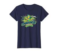 TMNT Cowabunga ! Leo Raph Donnie et Mikey T-Shirt, Femme, Bleu Marine, XS