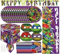 TMNT Mutant Ninja Turtle Fournitures de fête d'anniversaire - 16 invités - Assiettes et serviettes de table Tortue Ninja Tortue Ninja, bannière, décorations de fête, liste de contrôle - TMNT Mutant