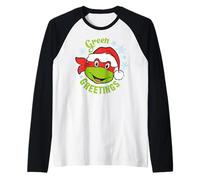 TMNT Teenage Mutant Ninja Turtles Christmas Greetings 80s Classic Manche Raglan