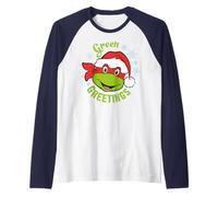 TMNT Teenage Mutant Ninja Turtles Christmas Greetings Classic 80s Manche Raglan