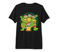 TMNT Teenage Mutant Ninja Turtles Christmas Team Pose Fun Retro T-Shirt Haut de Gamme