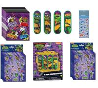 TMNT Teenage Mutant Ninja Turtles Lot de fournitures de fête d'anniversaire comprenant 8 sacs à surprise, 8 mini skateboards, 8 feuilles d'autocollants, 8 tatouages, 1 feuille d'autocollants