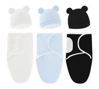 TMOYJPX Drap Emmaillotage Bebe 6 a 9 Mois Lot de 3 Coton Été Bonnet Emmaillotage Imprimé pour Nouveau-né Filles et Garçons (12#)